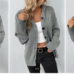 NWT Commense Button Drawstring Hooded Sweater